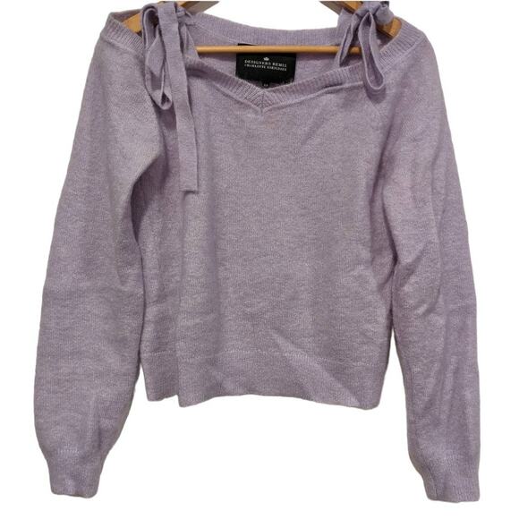 Designers Remix Charlotte Eskildsen Sweater Cold Shoulder Purple Wool Mohair - Picture 1 of 4